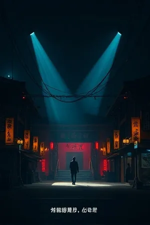 电影《无声胶片》海报，老放映机与光束穿过暗室